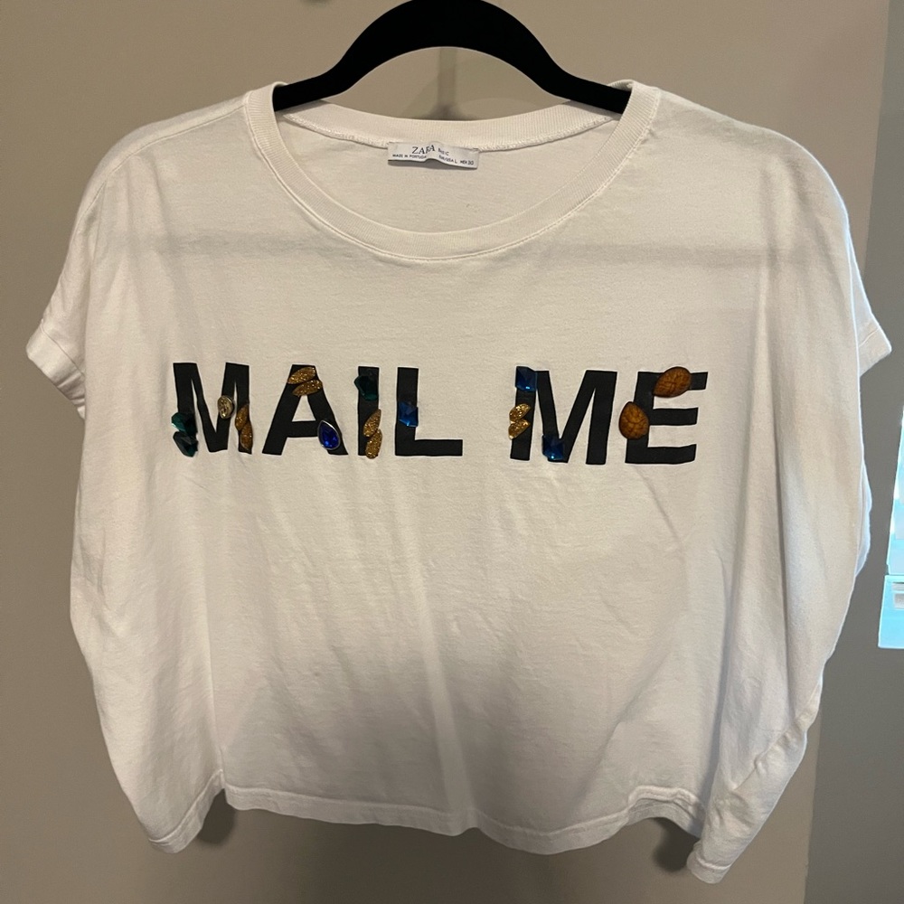 ZARA Cropped Graphic Tee